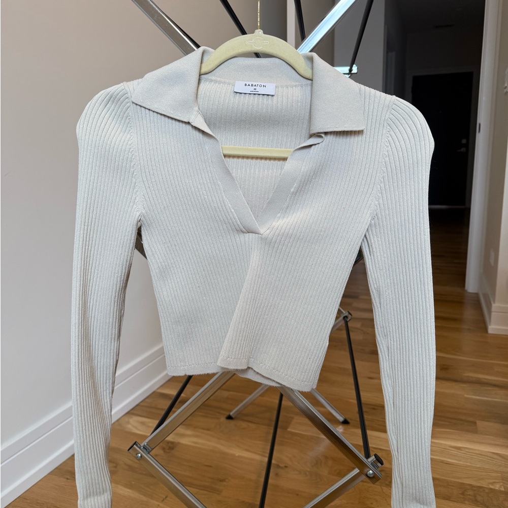 Aritzia Babaton Sculpt Knit Polo Longsleeve